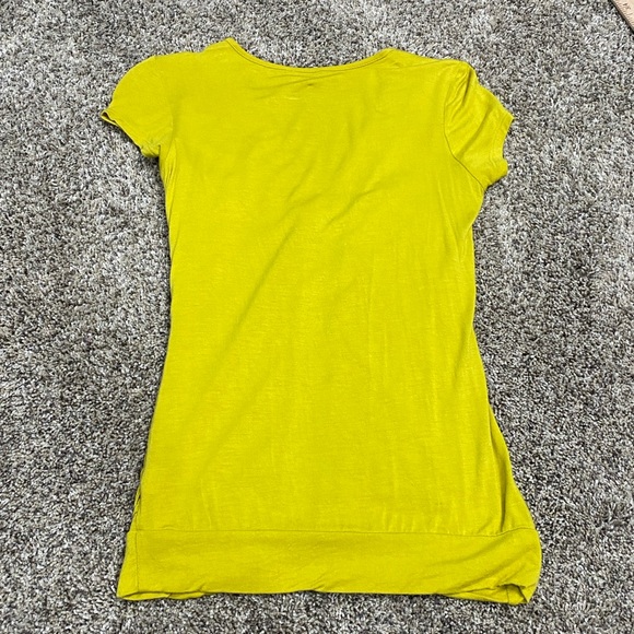 Womens Small Shirt Short Sleeve V-Neck Gold Rayon Decorative Ribbon mm mm mm - Picture 9 of 11